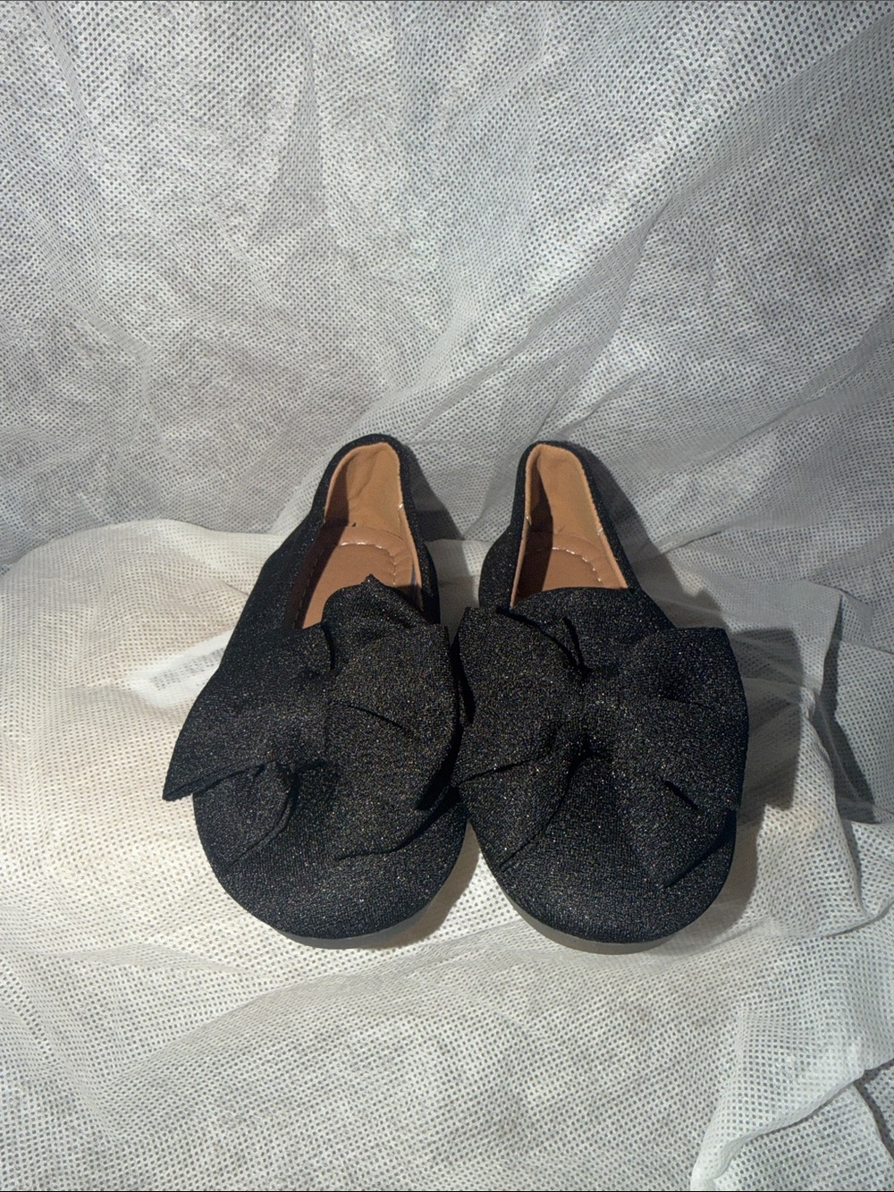 Girls Black Bow Slip-On Kids Shoes size 10